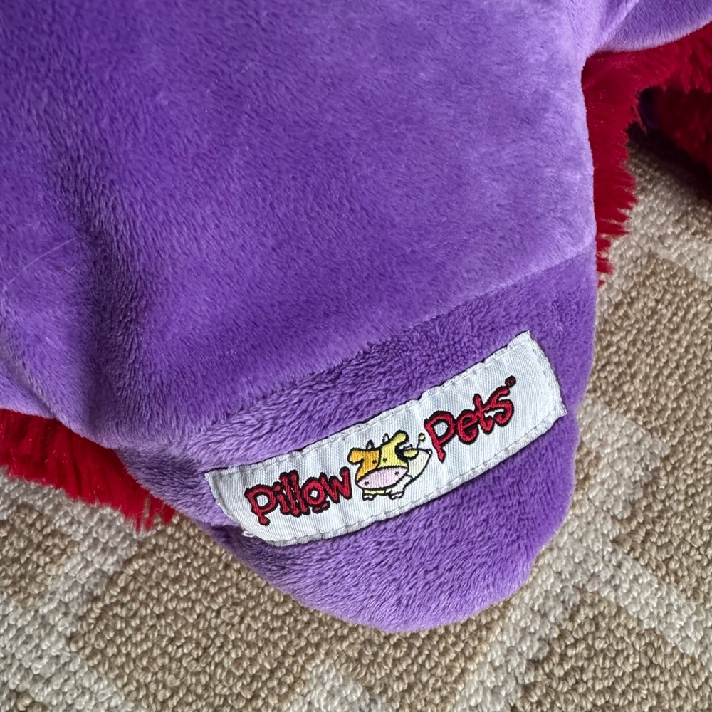 Pillow Pets Pee-Wees Fiery Dragon Plush Red Purple Travel Stuffed Animal 18”x16” - Picture 7 of 10